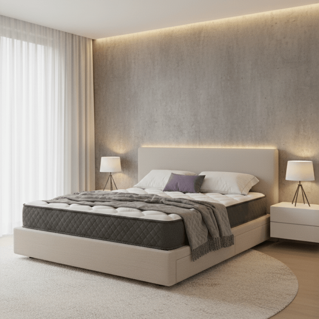 Colchón de espuma Belmo Density 2 de alta densidad con tapizado Jackard resistente y diseño matelaseado