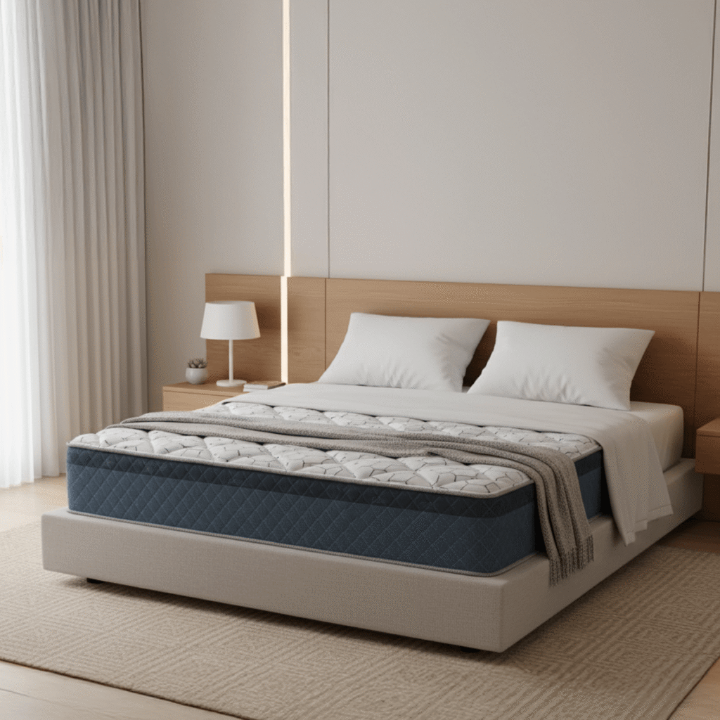 Colchón marca Belmo modelo Pocket 1 con tecnología de resortes individuales enfundados y tela de punto matelaseada