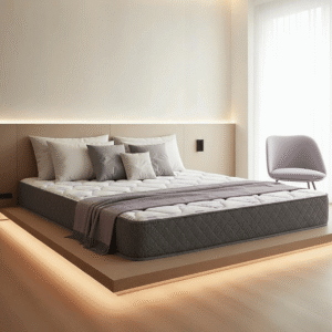 Colchón de espuma Belmo Density 1 con tela Jackard matelaseada y soporte firme en ambiente dormitorio