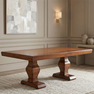 Mesa de comedor rectangular modelo Decor, fabricada en madera maciza de guatambú de 2.40 x 1.20 metros, con acabado natural y diseño minimalista para 10 personas.