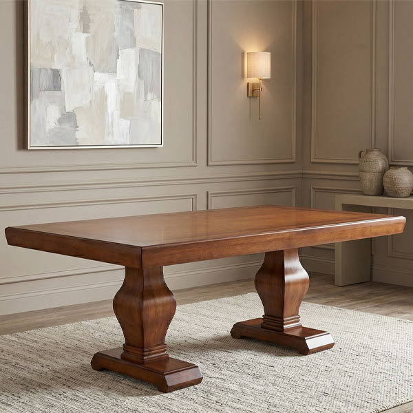 Mesa de comedor rectangular modelo Decor, fabricada en madera maciza de guatambú de 2.40 x 1.20 metros, con acabado natural y diseño minimalista para 10 personas.