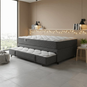 Sommier Belmo Duobed con cama carrito auxiliar desplegada y colchón inferior de espuma.